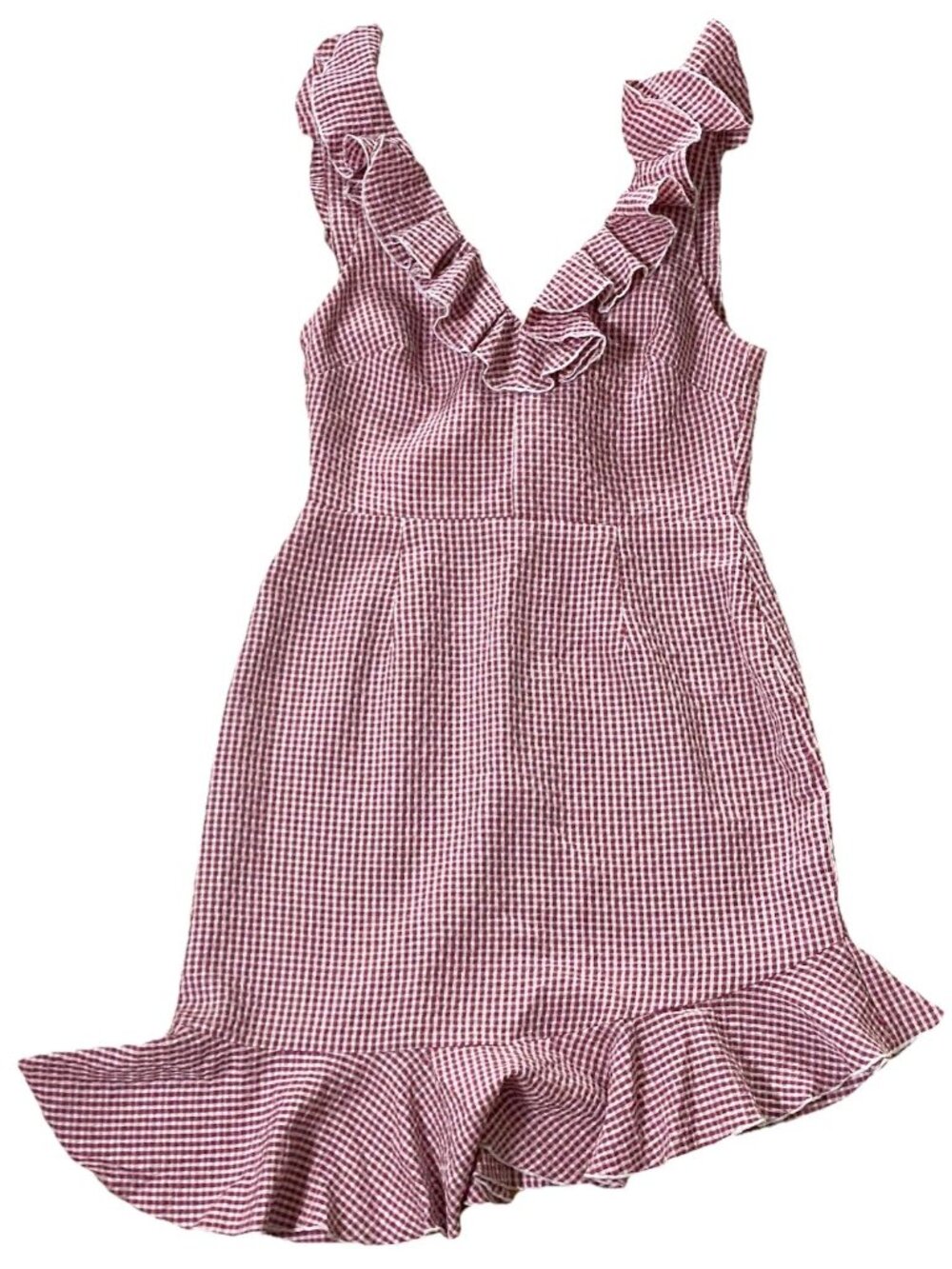 womens dress red plaid gingham ruffled m wayf